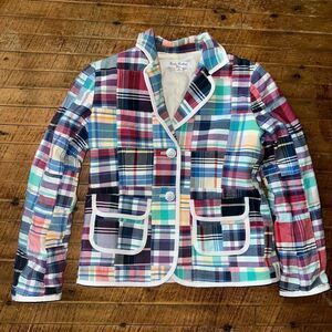 Brooks Brothers patchwork plaid preppy kids 10 blazer